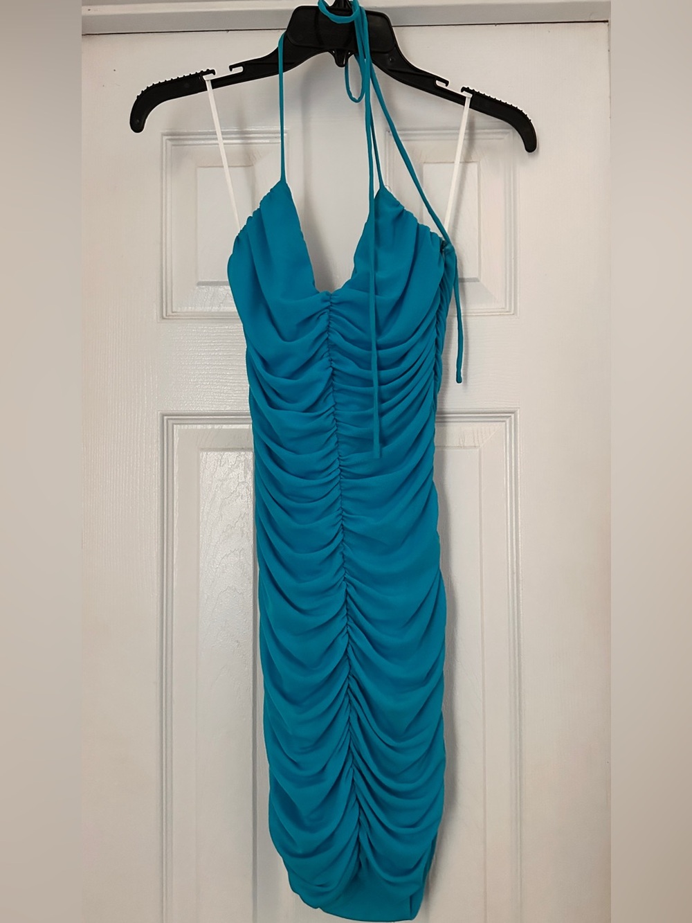 Y2K 2000’s Rumor Ruched Teal Spaghetti Strap Dress